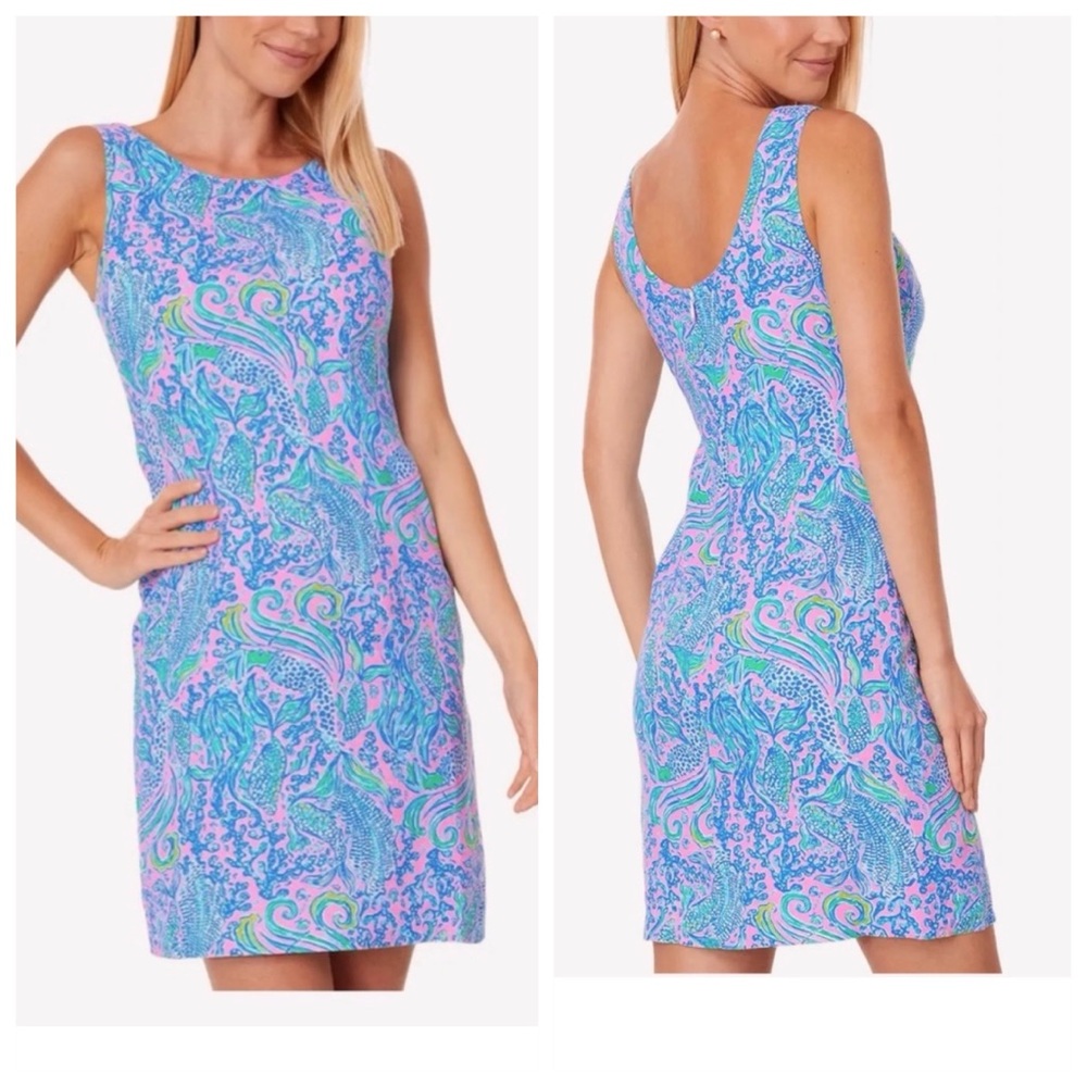 Lilly Pulitzer Sleeveless Shift Dress in Blue, Pink & Green Paisley Print